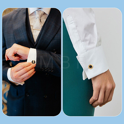 4 Pairs 4 Styles Alloy Enamel Cufflinks FIND-TA0010-10-1