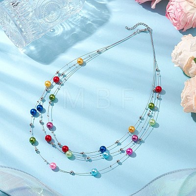 Nylon-coated Stainless Steel 3 Layer Necklaces NJEW-JN05050-1