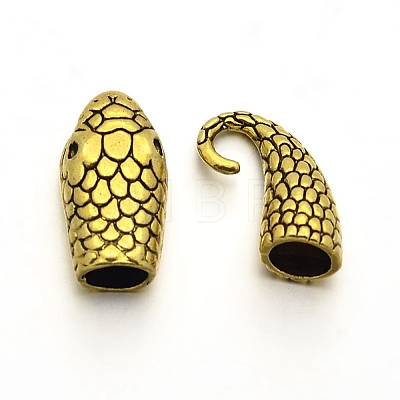 Tibetan Style Alloy Hook and Snake Head Clasps TIBE-N011-040AG-RS-1