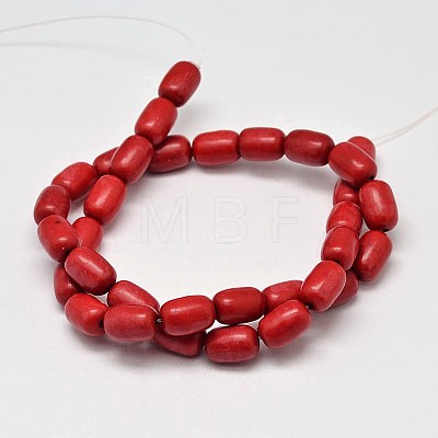 Dyed Barrel Synthetic Turquoise Beads Strands G-M142-06-1