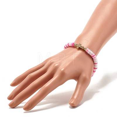 Polymer Clay Heishi Beads Stretch Bracelet for Women BJEW-JB07207-03-1
