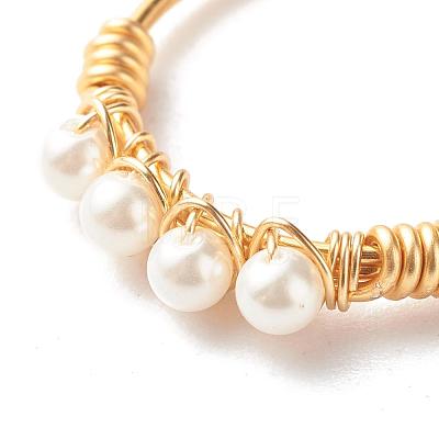 Round Shell Pearl Beads Finger Rings RJEW-TA00001-1