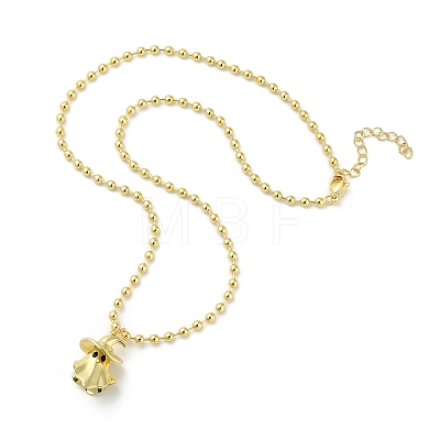 Brass Black Enamel Halloween Ghost Pendant Necklaces LS-NJEW-B135-01A-G-1
