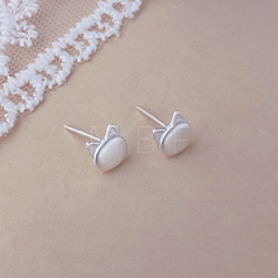 925 Sterling Silver Stud Earrings EJEW-C176-01A-MS-1