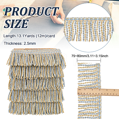 Two Tone Polyester Twisted Rope Tassel Fringe Trimming DIY-WH0304-703E-1