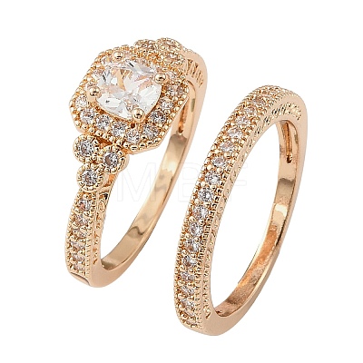 Brass Micro Pave Cubic Zirconia Finger Rings CU-Z001-02G-01-1