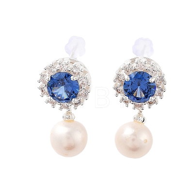 Natural Pearl Dangle Stud Earrings EJEW-P256-48S-1