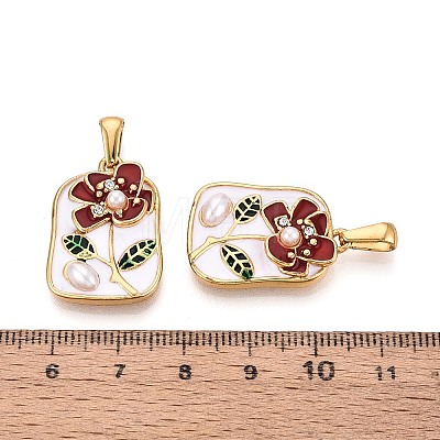 304 Stainless Steel Rhinestone & Enamel & ABS Imitation Pearl Pendants STAS-T072-86A-G-1