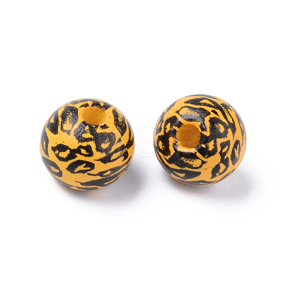 Painted Natural Wood Beads WOOD-S057-024G-1