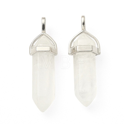 2Pcs Natural Quartz Crystal Double Terminated Pointed Pendants G-YW0002-05F-1