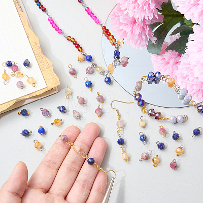 16Pcs 4 Styles September Birthstone Natural Lapis Lazuli Pendant and Connector Charms PALLOY-SW00117-1