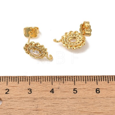 Rack Plating Brass Oval Stud Earrings Findings EJEW-H004-06G-1