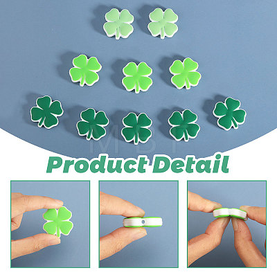 CHGCRAFT 15Pcs 3 Colors Clover Food Grade Eco-Friendly Silicone Beads SIL-CA0002-90-1