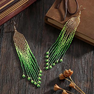 Bohemian Handmade Glass Seed Beads Tassel Dangle Earrings KU8026-1