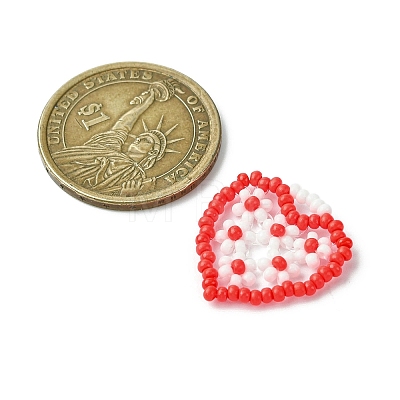 Glass Seed Beaded Heart with Flower Pendants PALLOY-MZ00529-01-1