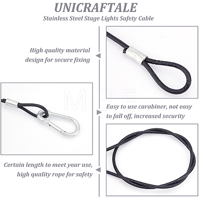 Unicraftale 8Pcs 2 Style 304 Stainless Steel Stage Lights Safety Cable FIND-UN0001-48-1