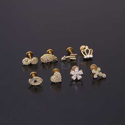 Brass Micro Pave Clear Cubic Zirconia Cartilage Earrings WGF4DCF-13-1