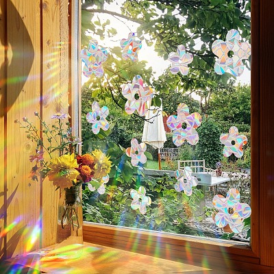 Flower Rainbow Prism Electrostatic Window Stickers PW-WG93B02-01-1