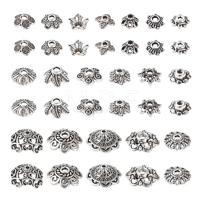 180Pcs 18 Style Tibetan Style Alloy Bead Caps Sets TIBE-TA0001-26-1