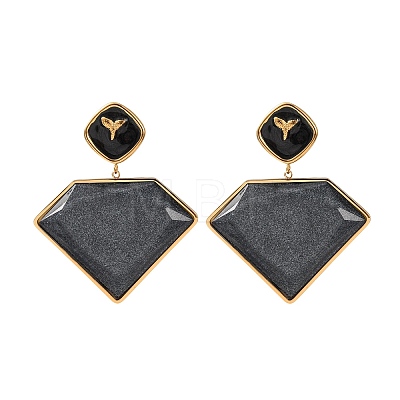 304 Stainless Steel & Acrylic Dangle Stud Earrings EJEW-T054-04G-1