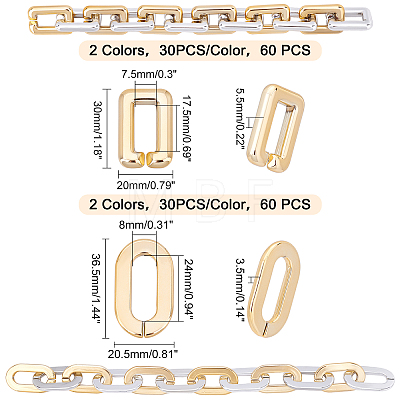 120Pcs 4 Style CCB Plastic Linking Rings CCB-FH0001-09-1
