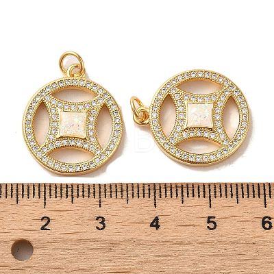 Copper Cash Brass Micro Pave Cubic Zirconia with Synthetic Opal Pendants KK-D096-08G-02-1