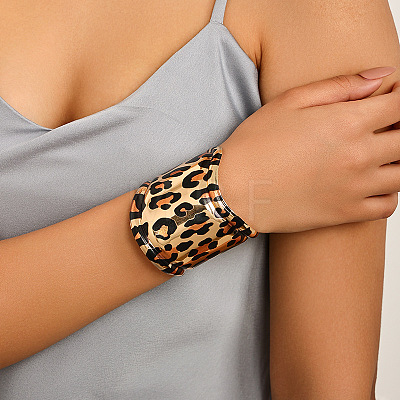 Leopard Print Pattern Alloy Cuff Bangles & Cuff Rings Sets WGB08C8-02-1