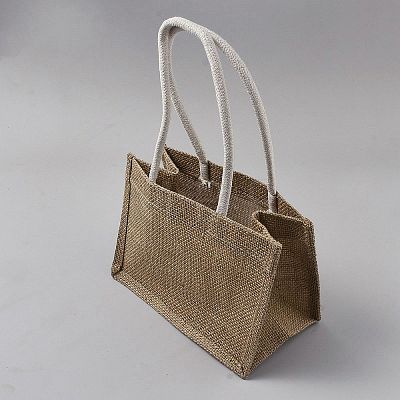 Burlap Shopping Tote Bags ABAG-WH0040-63-1