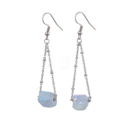 304 Stainless Steel with Electroplated Natural Quartz Bead Dangle Earrings EJEW-JE05990-1