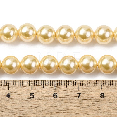 Electroplated Shell Pearl Beads Strands BSHE-G041-8mm-01-1