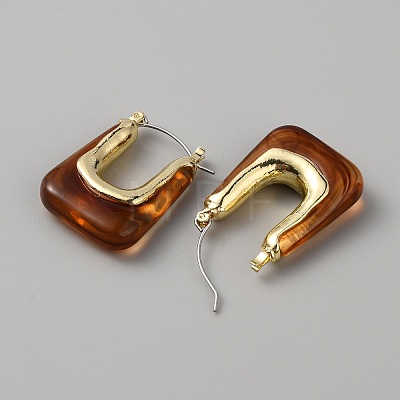 Acrylic Rectangle Hoop Earrings EJEW-WH0012-039C-1