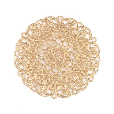 Brass Large Flower Filigree Findings KK-L056-01G-1