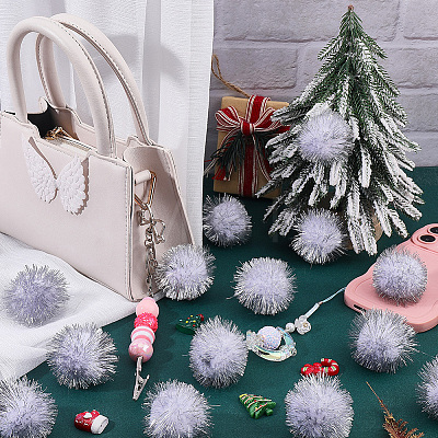 32Pcs Faux Fur Soft Sequins Pompom Ball DIY-SC0033-96D-1