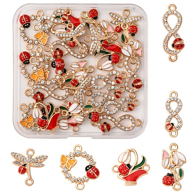24Pcs 6 Styles Alloy Enamel Links Connector Charms ENAM-FS0002-91-1