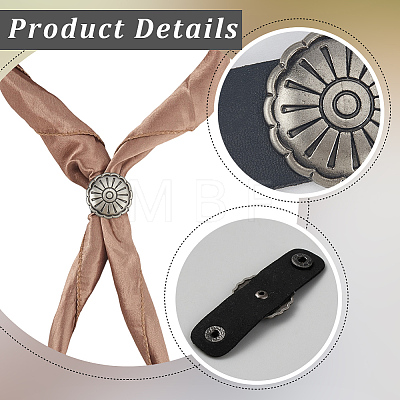 4Pcs 4 Styles PU Leather with Alloy Scarf Clips FIND-CL0002-25-1
