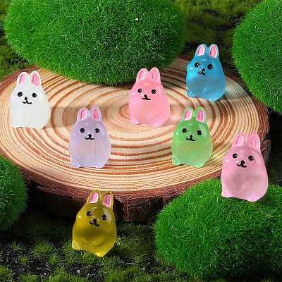 36Pcs 6 Colors Rabbit Luminous Resin Display Decorations DJEW-SZ0001-09-1