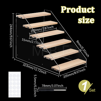 Rectangle Acrylic with Wood Minifigures Organizer Display Risers ODIS-WH0038-102B-1