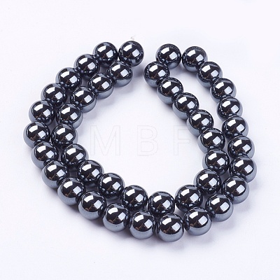 Non-Magnetic Synthetic Hematite Beads Strands X-G-H1623-8mm-3-1