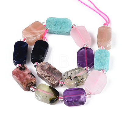 Natural Sodalite & Rhodonite & Prehnite & Amethyst & Rose Quartz & Flower Amazonite & Sunstone Beads Strands G-N358-02A-01-1