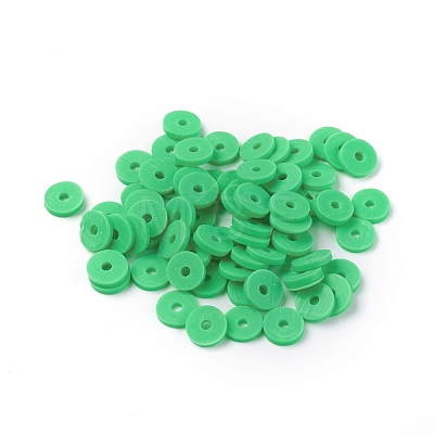 Flat Round Eco-Friendly Handmade Polymer Clay Beads CLAY-R067-6.0mm-08-1