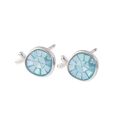 Brass Enamel Fish Stud Earrings EJEW-I322-05P-1
