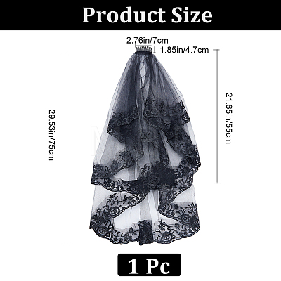 Polyester Long Mesh Tulle Bridal Veils with Combs OHAR-WH0029-09B-1