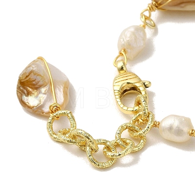 Natural Pearl & Shell Link Bracelets BJEW-C051-01G-1