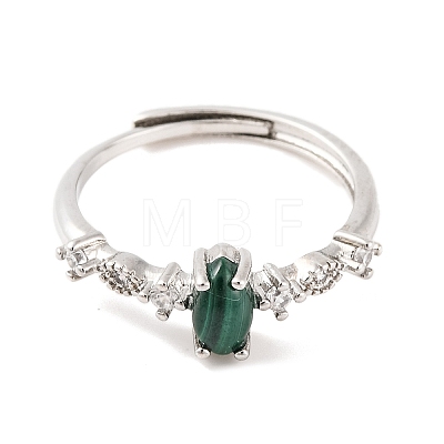 Horse Eye Natural Malachite Adjustable Rings RJEW-Q817-02P-06-1