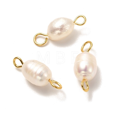 Natural Cultured Freshwater Pearl Beads Links Connectors PALLOY-JF00941-02-1