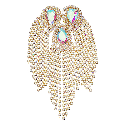 Iron with Rhinestone Tassel Rivet Epaulettes AJEW-WH0481-527B-1