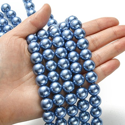 Eco-Friendly Glass Pearl Beads Strands HY-A008-12mm-RB015-1
