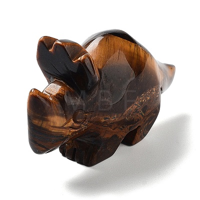 Natural Tiger Eye Carved Healing Rhinoceros Figurines DJEW-P016-01H-1