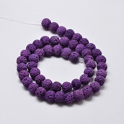 Natural Lava Rock Round Bead Strands G-I124-6mm-08-1