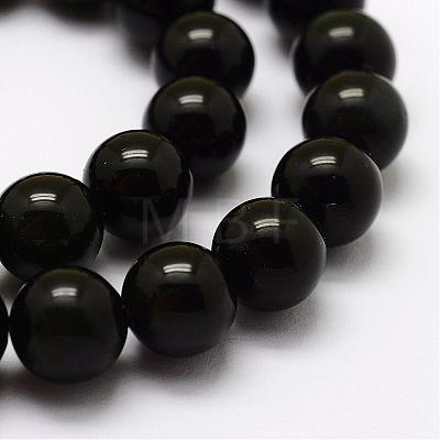 Natural Green Eyes Obsidian Beads Strands G-G685-10mm-1